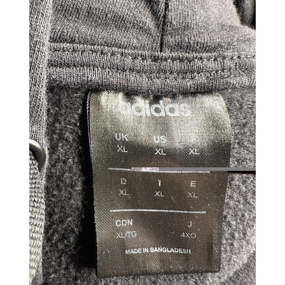 Adidas Three Stripe Hoodie Men's XL Black Pullover Spell Out Logo